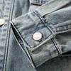 Herren lässige Hemd -Hemd -Fracht -Jeans -Hemd mit Taschen Mode gewaschene Denim Langarm Lose Fit Tops