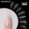 Chunshu 120pc valse nagels Coffin Semifrosted Clear Fake Nail Tips Druk op de volledige afdekcapsule voor extensie 240419