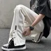 Herren Jeans Button-Zipper Taille Stilvoller Sommer-Jeans mit zerrissenen Löchern Wide Leg Design High Street Modehose für a