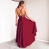 Lässige Kleider Frauen Mode Abendparty Prom Kleid Damen formelle Empire Taille Langkleid Solid V-Ausschnitt Ärmel bodenlange Maxi