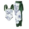 Swimwear féminin Femmes Vintage Colorblock Résumé Imprimé floral 1 Couvrent deux bas de maillots de maillot de bain Bott