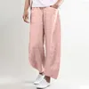 Calça feminina feminina Mulheres elásticas mínimas de cintura alta perna larga para calças soltas sólidas roupas de moda 2024 primavera