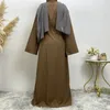 Ropa étnica Ramadán Mujeres musulmanas abiertas abaya cárdigan kimono maxi túnicas vestidos perlas