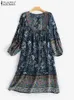 Zanzea vneck Kurzarm floral bedrucktes Sundres Sommer Bohemian Kleid Vintage Loose Elegant Casual Holiday Beach Robe 240419