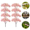 Decorative Flowers 8 Pcs Simulated Cherry Blossom Tree Miniature Sand Table Bush Trees Model Architecture Decor Simulation