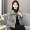 Ternos femininos Spring Autumn Autumn Small Fragrance Jacket 2024 Lattice Single Basted Tweed Blazer Short Basic Coat Feminino