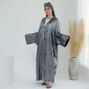 Vêtements ethniques Cardigan modeste musulman élégant pour les femmes Aid Dubai Open Abaya Robe 2024 Mate de dinde de luxe à manches longues Ching Ching Luxury