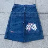 Streetwear jnco shorts y2k harajuku dés 7 graphiques hip hop baggy denim mens and womens high basketball 240426