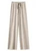 Women's Pants Soft Waxy Cashmere Wide-leg Drooping Feeling Lazy Wind Knitted Straight Padded Outer In Autumn An