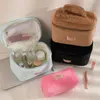 Sacs de cosmétiques Capacité coréenne grande moelleuse en peluche portable Bagsolide Couleurs de toile de toilette Sac Étudiant Rangement de soins de la peau minimaliste pour femmes