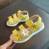 Childrens Sandals Girls Platform Flats Princess Flower Kids Baby Summer Shoes 2136 Beige Pink Soft Footwear Fashion 240420