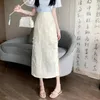 Jupes 2024 Spring rétro Chinois Symple haute jupe pour les femmes Sincall Couleur solide Longueur moyenne A-Line Faldas