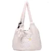 Bag kvinnors kawaii lamm tyg axel handväska tote broderi stora paket shoppare väskor söt för flickor design