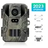 HD4K Outdoor HD4K a infrarossi bassa bagliore fotocamera 48 MP Mini Trail Game Night Vision IP66 Hunting Waterproof Wildlife Trap Cam 240422