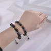 Brin 8/10 mm Tiger Eye Bracelet Bracelet Natural Black Agate Stone Femme Hommes Bracelets Braïed Rope Bangles Bijoux Cadeaux