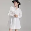 Blouses pour femmes Designer d'été à la chair en trois dimensions chemises à manches longues Femme 2024 Fashion Tops polyvalents