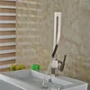 Badkamer wastafel kranen moderne stijlvolle keukenkraan en koud water uniek buigdek moute mixer chroom enkele handgreep w