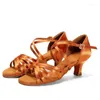 Chaussures de danse vendant un talon de qualité professionnelle 7 / 5cm en soie en satin latin de bal de bal