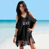 Women Beach Wear Summer Beach Bikini Cover Up Women White Off Shoulder Kafan Sarong Loose Tops Casual Fringed Shirt Swimwear Beachwear d240501