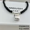 Ketten Xichuan Shizi S999 Fuß Silber kleiner Obsidian Spleißblock Anhänger Halskette kaltes Windlicht Luxus -Schlüsselbeinkette