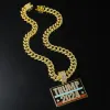 UPS Creative Trump 2024 Full Diamond Fashion Personality Neckace Cuban Chain Collace Z 5.3