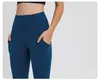 Herrenanzüge Zitronen -Yoga -Hosen Aufbeziehung Frauen haben hohe Taille Leggings 25 Zoll Seitentaschen Stretch Hüftlift Slimming Jump Fitness Workout