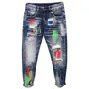 Mens graffiti jeans Moda Spray Pintura rasgada Personalidade Hip-Hop STREEWATH MASCO ROUPAS DE JUVEIS JUVEIS SLIM