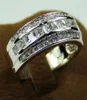 Clusterringe Men039s Deluxe 10k Weißgold Prinzessin Sapphire Kristall Edelsteinband Ring Hochzeit für Männer Frauen Juwely6745612