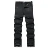 Jeans masculin High Street Fashion Hommes en détresse Biker mâle Hip-hop épissage trous de moto pantalon denim droit