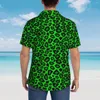 Mäns casual skjortor leopard djur hawaii skjorta man semester lime grön svart kort ärm gatakläder design lösa överdimensionerade blusar