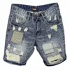 Mens d'été personnalisés personnalisés shorts de jean grattés en denim slim fit coréen Capris Capris Men Hole Jeans Shorts 240430