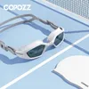 Copozz Men Professional Swimming bril elektroplate zwemglazen anti -mist UV Bescherming Verstelbare volwassen zwembrillen vrouwen 240417