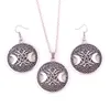 Gold Triple Moon Goddess Wicca Pentagram Magic Amulet Pendant Women Tree Moon Halsband Earring Set Jewelry2354945