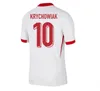 Polônia 2024 Jerseys de futebol Lewandowski Away 24 25 Polska seleção nacional Milik Piszczek Piatek Grosicki Krychowiak Zielinski Camisa de futebol Kit Men