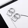 Boucles d'oreilles Stud Fashion Simple Geometric Square en acier inoxydable argenté plaque à base de bijoux punk de rue et de femmes