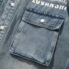 Herren lässige Hemd -Hemd -Fracht -Jeans -Hemd mit Taschen Mode gewaschene Denim Langarm Lose Fit Tops