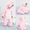 Pijamas de Kigurumi para crianças Flanela Romper de bebê fofo unicórnio panda dinossauro infantil trajes de inverno meninos jumpusit 240430