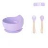 Baby Feeding Baby Feeding TableWares 3-teiliges Set, Nahrungsmittel-Silikon-Kindergeschirrset, Buchenholz, Bambus, Löffel, Gabel-Set-Tassen, Gerichte Utensilien