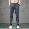 Pantaloni maschili tasca da uomo con cerniera dritta casual tratto slim fit pantaloni di business moda di alta qualità