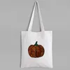 Sacs à provisions Pumpkin Canvas Tote Bag Halloween Party Fashion Floral Réutilisable Custom