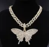 Big Size Butterfly Pendant Charm 12mm Bubble Miami Curb Cuban Chain Hip Hop Necklace Rapper Gift Rock Men Women Jewelry Golden1878996