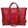 Axelväskor -Kvinnor oljad läder på handväskan handväska dam messenger väska satchel