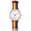 Wristwatches Casual for Women Rainbow Band ES 간단한 클래식 레이디스 쿼츠 손목 시계 선물 Relojes de Mujer D240430