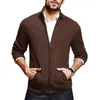 Jackets masculinos Autumn/Winter Sweater Men Color Solid Mold Halp High Neck Zipper Slim Fit Knet Cardigan