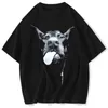 Mannen gotische brief hond geprinte t -shirt hiphop streetwear punk zomer vintage gewassen oversized t shirts tops mannen kleding 240423