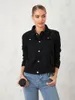 Kvinnorjackor Kvinnor Soped Denim Jacket Casual Stretch Button Down Jean Coat Solid Sleeve Framficka