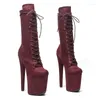 Dansskor Fashion Women 20cm/8inches Suede Upper Plating Platform Sexig High Heels Boots Pole 251