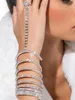 Pulseira personalizada 10 camadas strass de bracelete de dedo ligado jóias de trechos brilhantes para mulheres