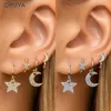 Hoop oorbellen Crmya Moon Star Huggie for Women Gold Color Zirconia Piercing Earring Fashion sieraden Accessoires