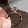 18K Rose Gold Jewelry White Nturl Zircon Ring for Women Round Shpe nillos De Bizuteri Gemstone 18 K Rose Gold Dimond Rings5841117